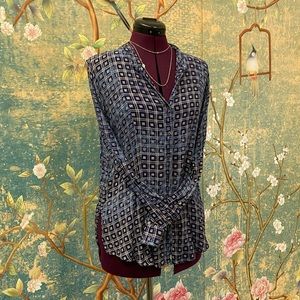 Blue n’ White Free People Collard Blouse - Urban Outfitters